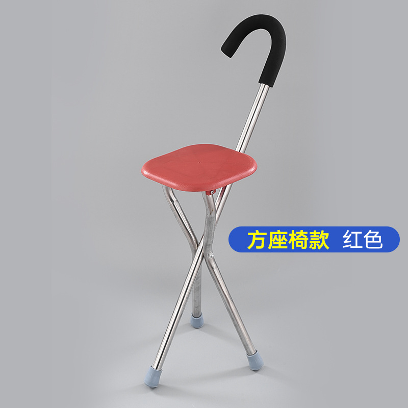 Manufacturer in stock elderly triangle stainless steel crutch stool foldable hand stool with stool crutch three-legged stool crutch stool