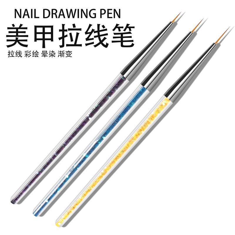 Herramientas de uñas transfronterizas al por mayor 3 unids lentejuelas varilla clavo dibujo pluma color pintura flor gancho pluma traje