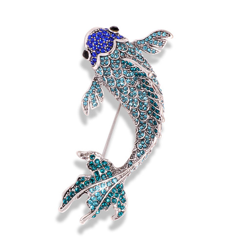 Cross-border high-end corsage Chinese style red koi rhinestone brooch brooch coat suit carp festival brooch