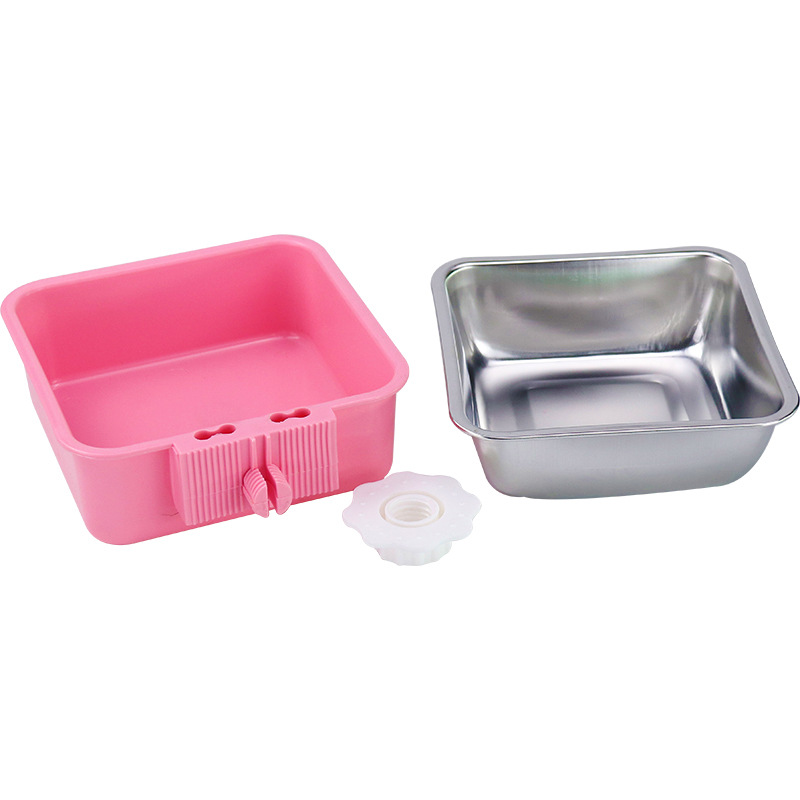 Suministros para mascotas Amazon nuevo fijo colgando perro tazón de acero inoxidable Pet Bowl jaula alimentador de agua potable