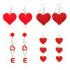 Red earrings, accessory heart-shaped for St. Valentine's Day with letters, wish, European style, Amazon