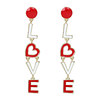 Red earrings, accessory heart-shaped for St. Valentine's Day with letters, wish, European style, Amazon