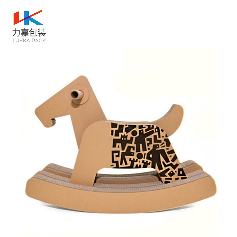 力嘉包装瓦楞纸环保摇摇木马动物图案玩具创意摆件艺术品纸盒