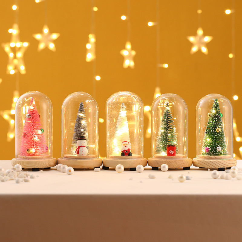 Christmas wooden glass small creative decorations
