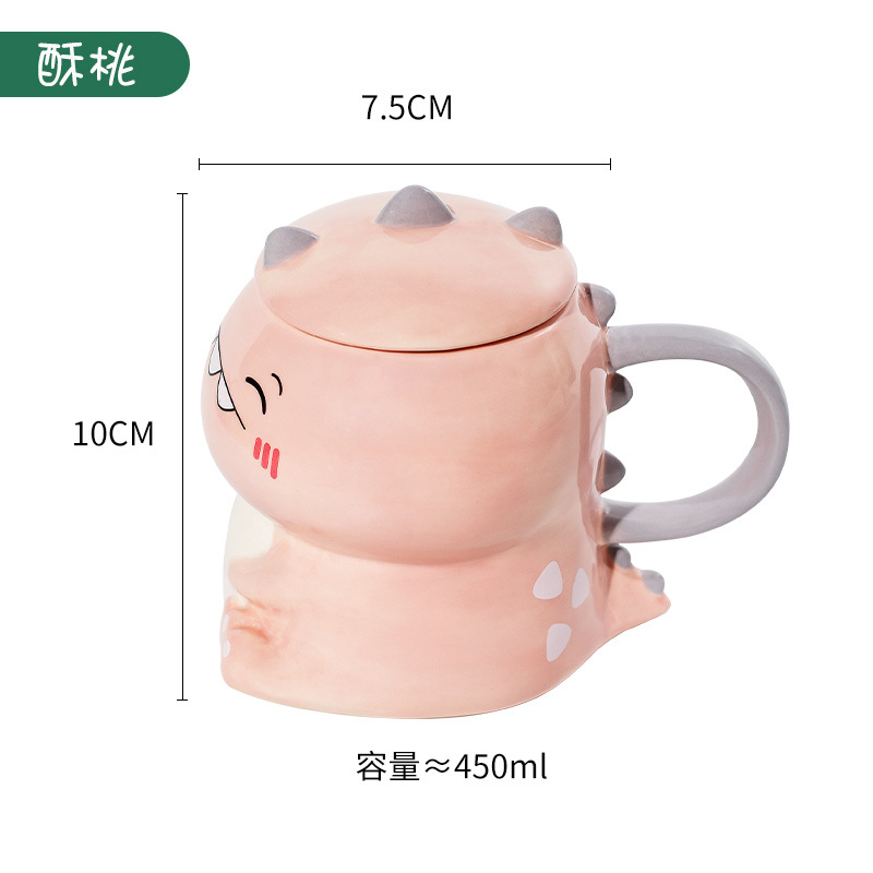 Taza de cerámica con diseño de dinosaurio estilo japonés para desayuno, taza de café creativa personalizada, taza de dibujos animados, taza para agua