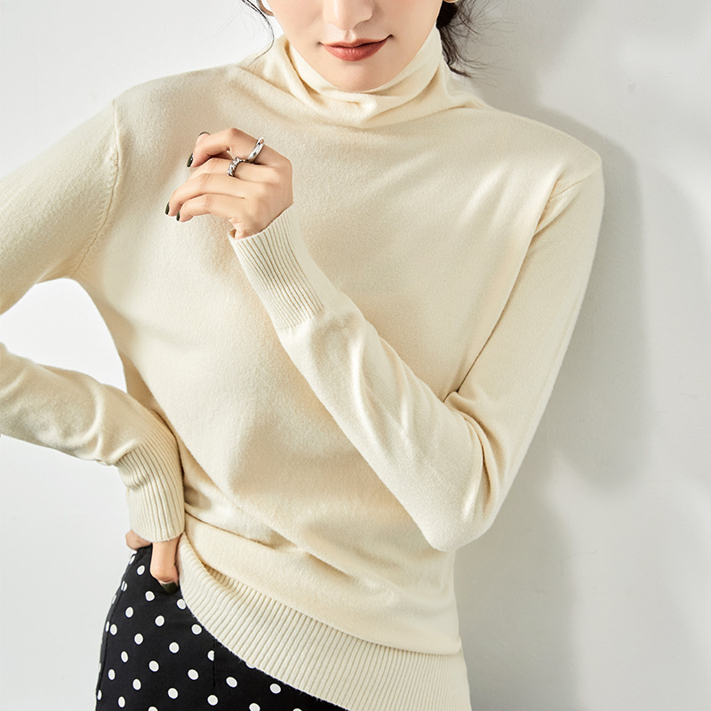 Autumn and Winter New Simple High-Neck Base Shirt for Women, Long-Sleeve Pullover Sweater with a Slouchy Turtleneck, Lazy Knit Top Autumn and Winter New Simple High-Neck Base Shirt for Women, Long-Sleeve Pullover Sweater with a Slouchy Turtleneck, Lazy Knit Top