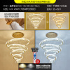 Ceiling lamp for country house for living room, rotating crystal pendant suitable for stairs, light luxury style