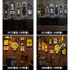 High Molecular_3 Starting Retro Photo Wall Modern Decor Painting Nordic Photo Frame Set Can Change Photos Real Clock