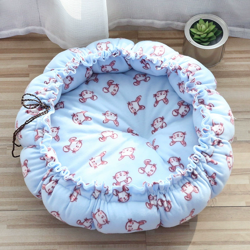 Pet nest (plush) round drawstring bed, adjustable shape, sizes S–XL (small to extra large)