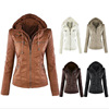 Jacket Women Euro Hood zipper coat Leather clothin