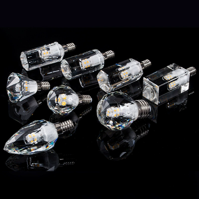 Round LED cristal bulb, eating bib, crystal pendant, ceiling lamp for home use, light source, E14, E12, with screw socket, wholesale