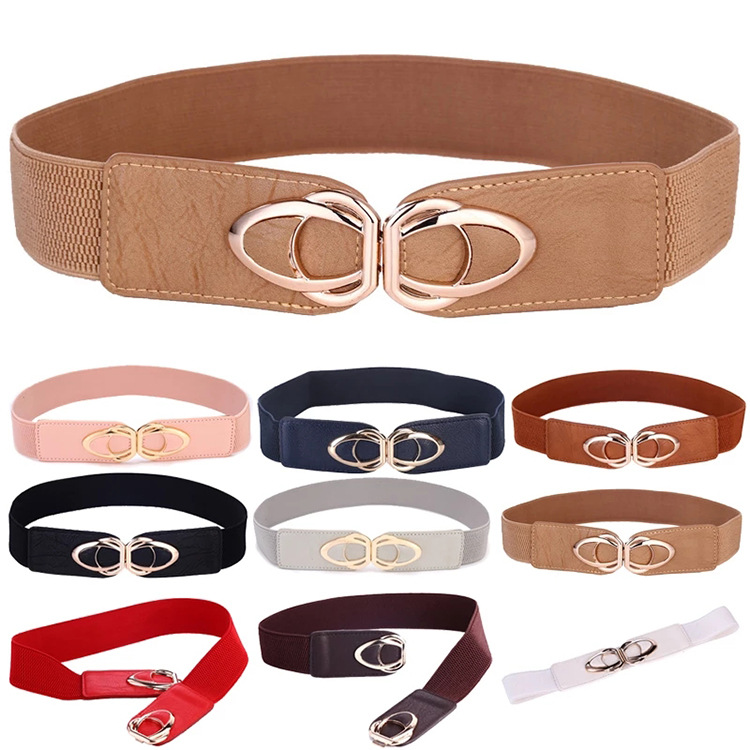 Neuer, grenzübergreifender Damen-Modegürtel aus PU-Leder, breit und elastisch, große Größe, dehnbarer, dicker Gürtel für Kleider_voghion.com