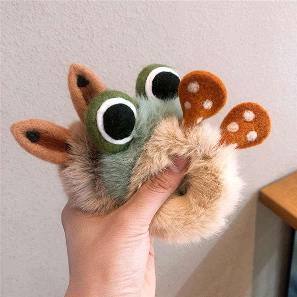 韩国东大门发饰毛毛发圈羊毛毡耳朵皮筋女童饰品可爱少女头绳发绳