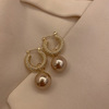 Tide, silver needle, fashionable earrings from pearl, silver 925 sample, internet celebrity, simple and elegant design