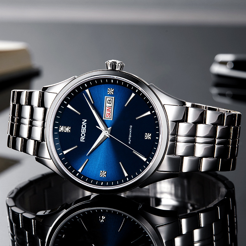 Louston Genuine Watch Men's Automatic Mechanical Watch Hollow Steel Double Calendar Waterproof Business Couple's Watch 2168