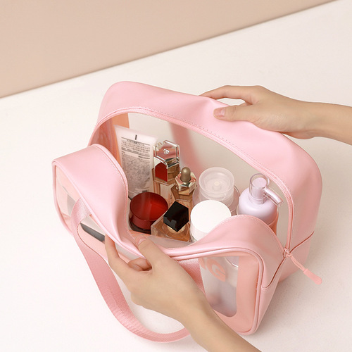 Waterproof large capacity toiletry bag travel portable cosmetic storage bag thickened transparent pvc cosmetic bag wholesale