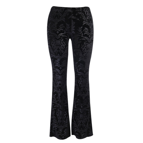 Summer 2024 New Black Denim Pants for Women - Fashion, Elegant, Velvet Floral Design, Casual Long Pants for Women