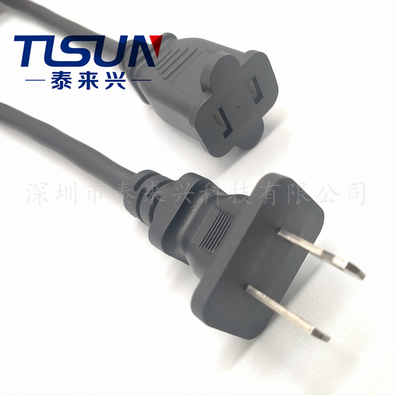 家庭电源线 两插电源线 美规极性 SJT2*16AWG 非极性电源插头线