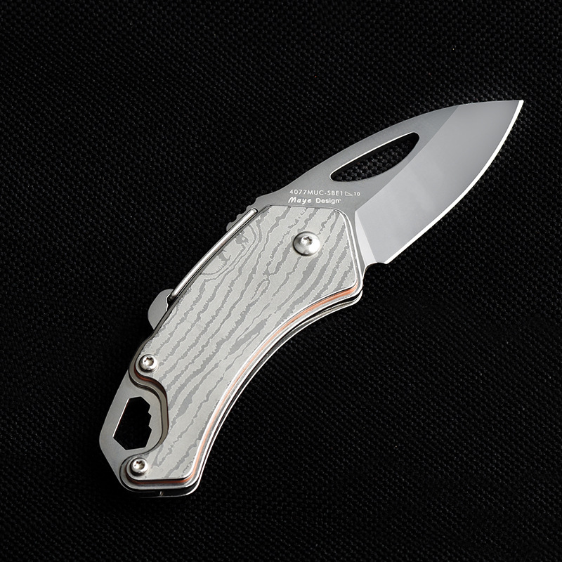 三刃木4077户外小刀工具折叠刀防身多功能水果刀挂扣野外高硬度