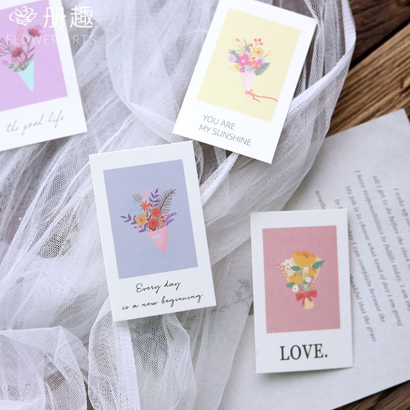 Tarjeta de felicitación colgante para floristería, tarjeta pequeña para ramo de cumpleaños 2024, tarjeta de mensaje para embalaje de flores, suministros para floristería.