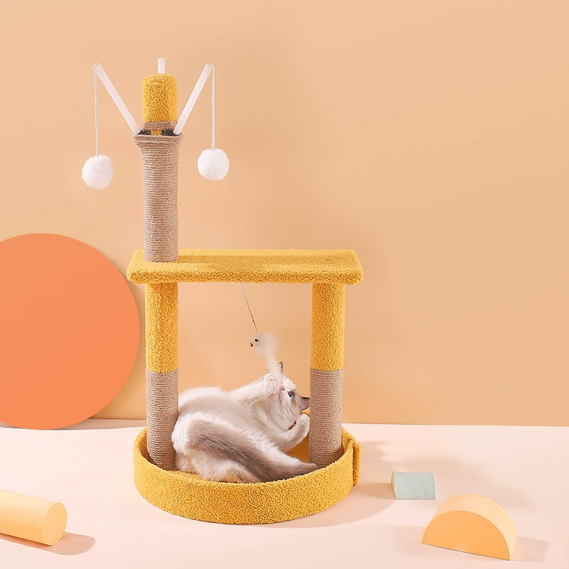 Кошачья лесенка-дерево для лазания, цельная древесина, встроенный маленький гнездо, многоуровневая игровая башня