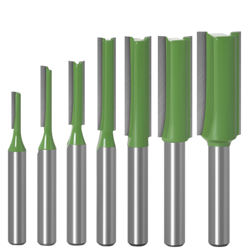 Cuchilla ranurada dos en uno con mango de 1/4 y 6 vástago Cuchilla ranurada recta de un solo filo y doble filo Cuchilla ranuradora de corte Fresa para carpintería