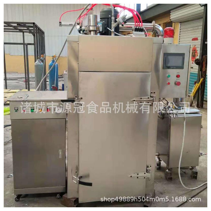全自动100烟熏炉 鸡背鸭脖烟熏箱 鸭翅整鸭大型烟熏设备厂家