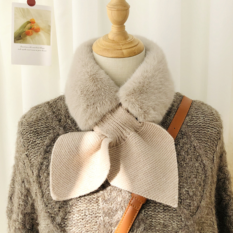 Estilo coreano nuevo estilo Faux Rex conejo piel bufanda mujer Otoño e Invierno color sólido piel engrosada caliente felpa Faux conejo piel bufanda