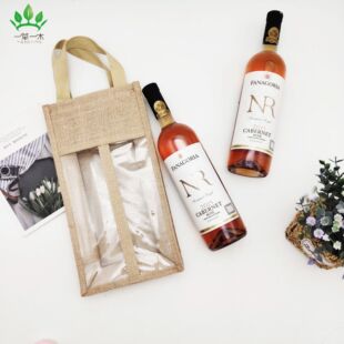 Amazon Hot Sale Jute Wine Bag Gift Bag Linen Wine Bag European Style Gift Bag Wine Tote Bag