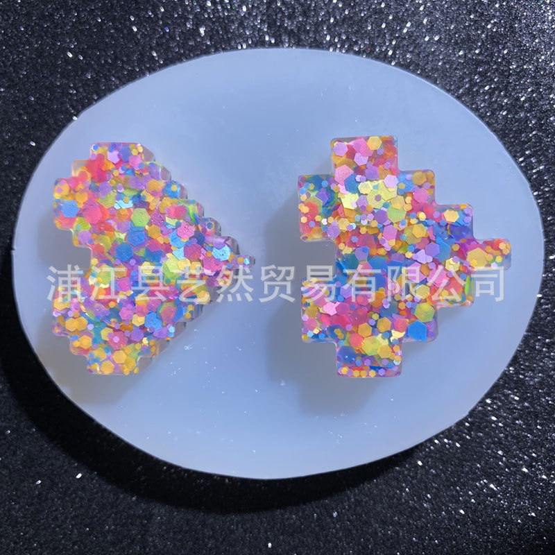Pixel amor material de silicona molde geométrico amor DIY fragante piedra aromaterapia yeso cristal epoxi molde del cubo de hielo