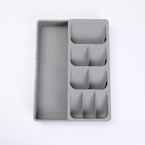 Cross-border retractable cutlery storage box lunch spoon organizer spoon storage rack drawer multi-grid box manufacturer wholesale