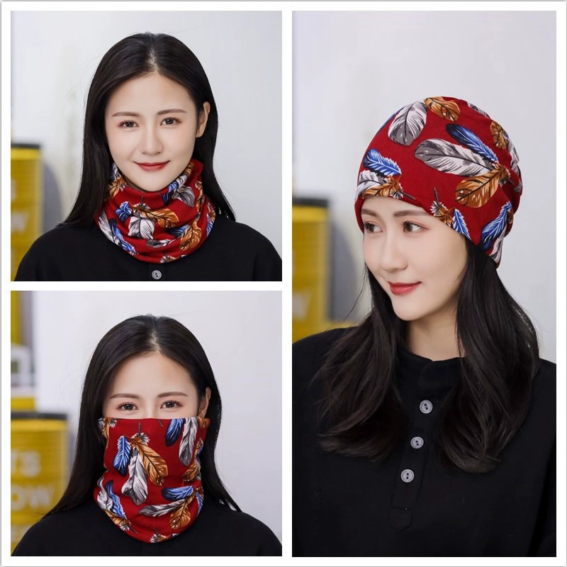 Шапка-бини осенне-зимняя двухслойная оверсайз из искусственного кашемира, ветрозащитная, унисекс, теплая маска для лица в этническом стиле