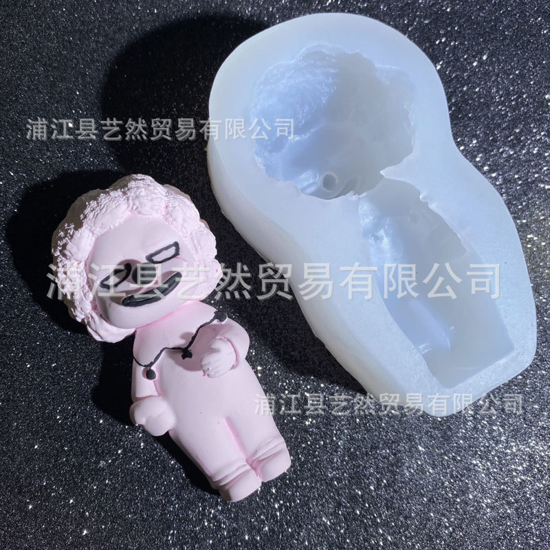 Navidad payaso de silicona molde dibujos animados personaje fondant coche clip salida aire aromaterapia yeso DIY