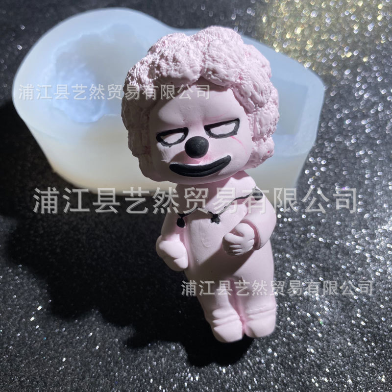 Navidad payaso de silicona molde dibujos animados personaje fondant coche clip salida aire aromaterapia yeso DIY