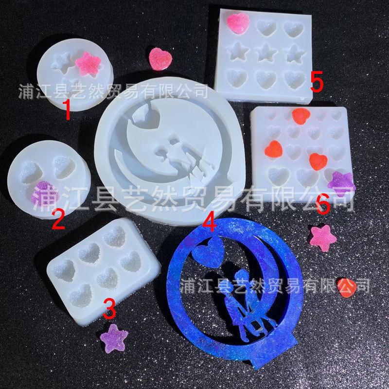 Amor estrella pareja comida y jugar arcilla epoxi molde de silicona tamaño de molde de silicona epoxi hecho a mano de bricolaje