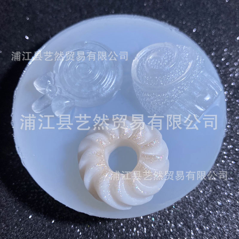 Donut Lollipop helado postre silicona molde hecho a mano DIY material epoxi crema pegamento teléfono caso Accesorios