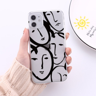 Suitable for face Art lines iphone14PRO painted phone case Apple 14 soft case drop-resistant 13 men and women