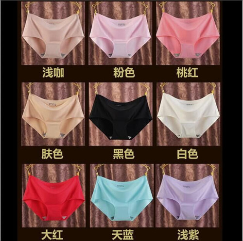 Seamless underwear women's ice silk one-piece mid-waist large size cross-border foreign trade wholesale briefs thin underwear 810