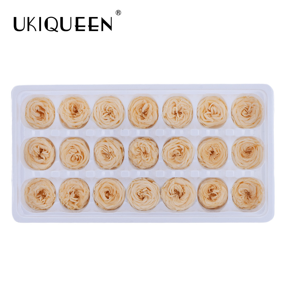 2-3cm 21 piezas hechas a mano DIY flor eterna Austin cabeza de la flor accesorios al por mayor chocolate