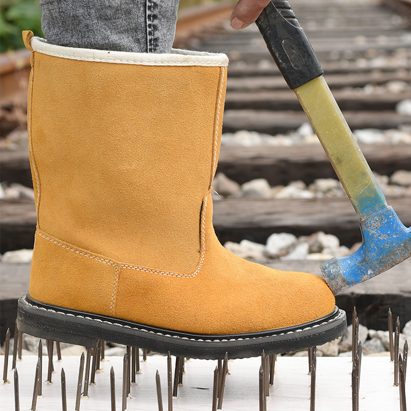 高帮劳保鞋男牛皮加长轮胎底加厚钢包头防砸防刺穿防水耐磨厂家