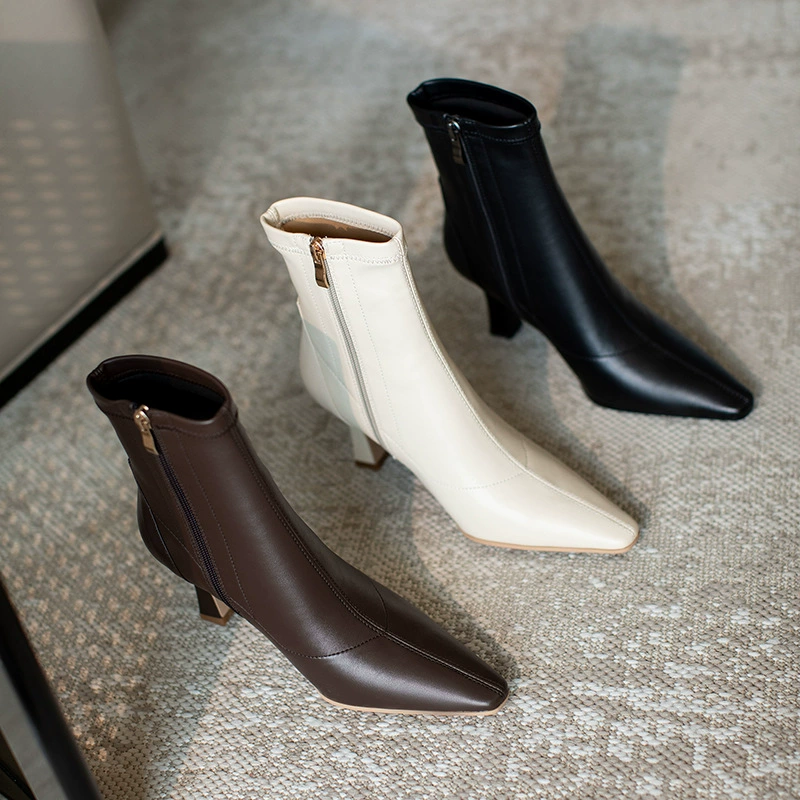 Elastic low boots pointy toe high heels, 2022 collection
