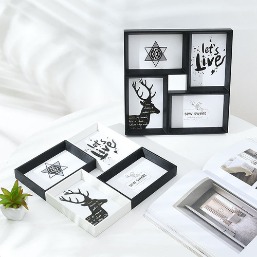 Home Decor Elegance: 6-inch Creative Photo Frame Set of 4, Wall-mounted, European Style, Alexander Board