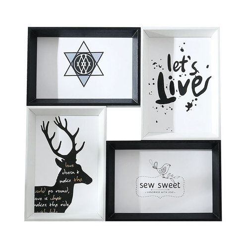 Home Decor Elegance: 6-inch Creative Photo Frame Set of 4, Wall-mounted, European Style, Alexander Board