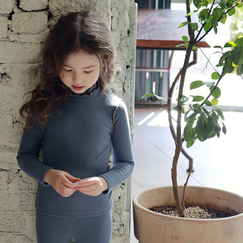 Spring Girls Long Sleeve Shirt Strawberry Shan Korean Version Girls Solid Color Cotton Hollow Stripe Wavy Neck T-Shirt In Stock