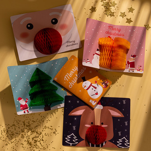 South Korea creative cartoon Three-dimensional Christmas greeting card children's birthday please letter blessing message thank you small card envelope