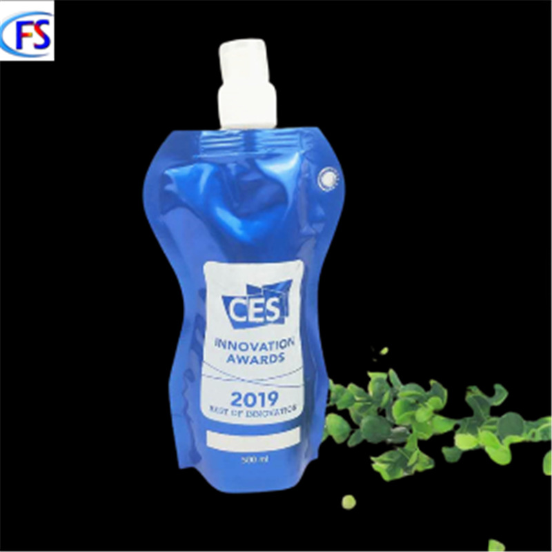 Portable Folding water bag 500ml outdoor sports travel suction nozzle self-standing packaging bag environmentally friendly beverage bag