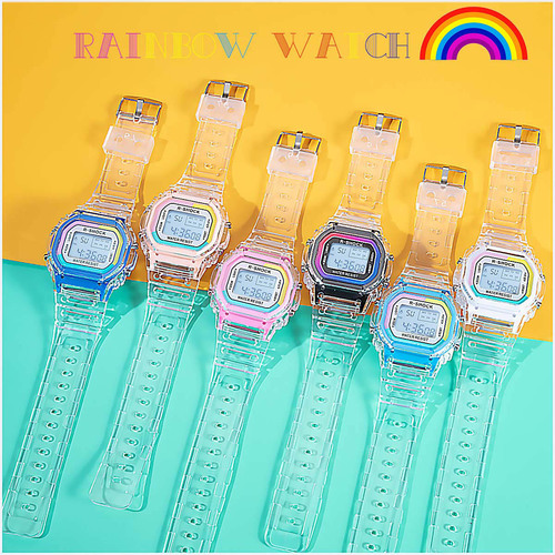 Ins celebrity unicorn sports electronic watch waterproof matcha green for men and women square student LED watch