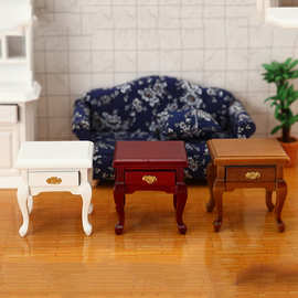 1：12娃娃屋迷你家具DIY木柜子电视柜五斗柜床头边柜微缩摆件模型