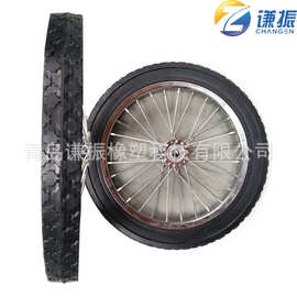 谦振供应16寸拖车轮胎 16x1.75橡胶实心轮子  辐条钢圈轮