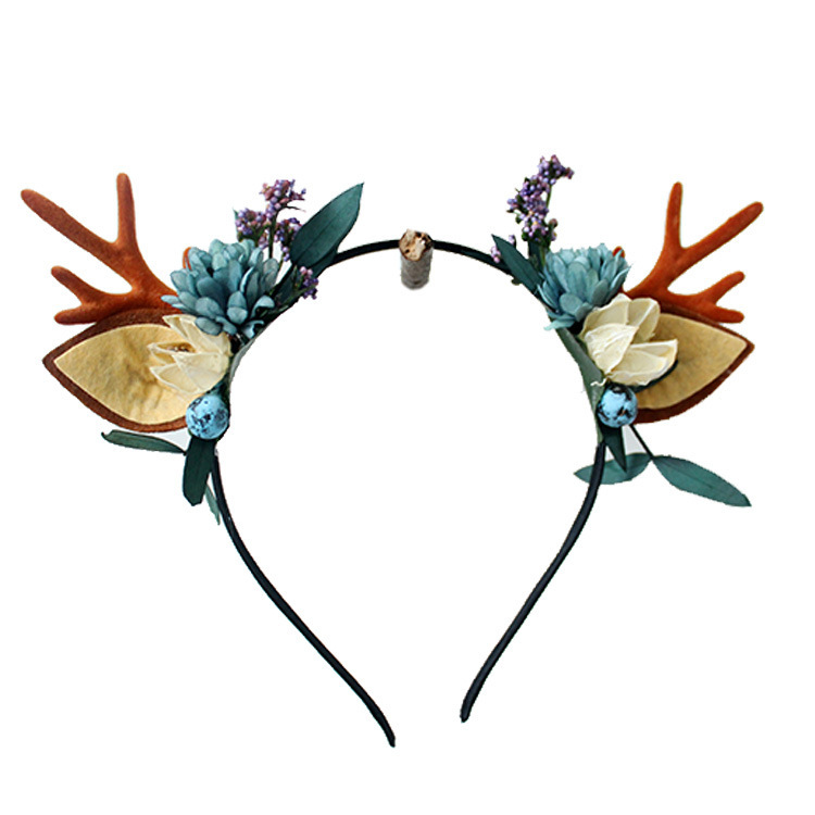 Mori Antler diadema simulación orejas de gato flor Berry horquilla Navidad tocado adulto niños Fotografía diadema